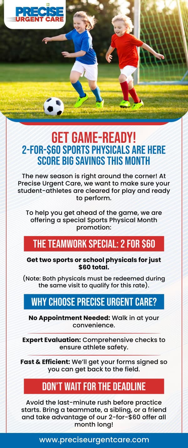 Sports Physicals are Here Score Big Savings This Month at Precise Urgent Care Located in Livingston And Houston, TX